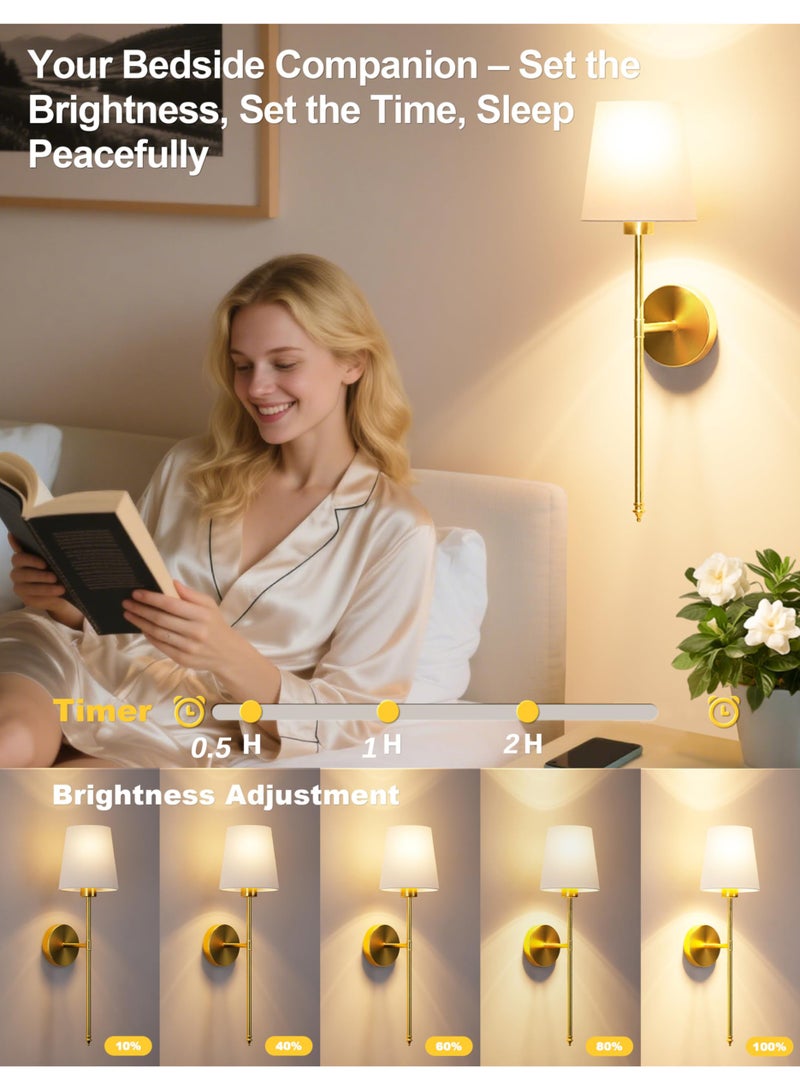TELANPU 2 Pcs Battery Operated Wall Sconces, Gold Rechargeable Wireless Wall Lights with Detachable Dimmable RGB LED Bulbs, Remote Control, 12 RGB Colors , 3 Color Temperatures & 3-Level Timer, Cordless Wall Lamps for Wall Painting, Living Room, Bedroom, Hallway, Bathroom , Night Light - Image 5